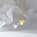 A45298 s925 silver trendy sweet rhinestone square necklace
