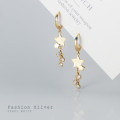 A42758 s925 silver trendy white rhinestone fringe sweet earrings
