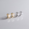 A44673 s925 sterling silver dainty sparkling rhinestone heartshape stud earrings