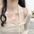 A42404 s925 sterling silver double layered pearl fashion necklace
