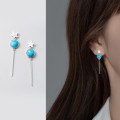 A35798 s925 sterling silver cute blue ball fashion star earrings