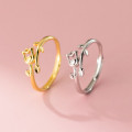 A45719 s925 sterling silver trendy sweet hollowed gold heart ring