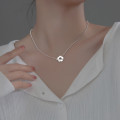 A34058 s925 sterling silver short bead chain necklace