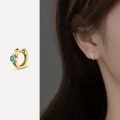 A35476 s925 sterling silver circle rhinestone simple rhinestone cute fashion chi earrings