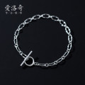 A33375 s925 sterling silver simple geometric circle charm bracelet