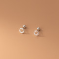A33621 s925 sterling silver simple hollowed circle smilingface earrings