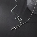 A45449 s925 silver fashion dainty elegant cross necklace