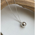 A33036 925 sterling silver geometric ball bead necklace