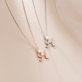 A34114 s925 sterling silver chicH letter initial necklace