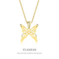 A37775 sterling silver unique hollowed butterfly necklace