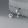A37907 s925 sterling silver rhinestone ball moon stud grade earrings