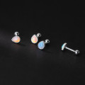 A36691 s925 sterling silver simple teardrop opal earrings