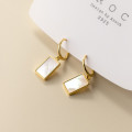 A36809 s925 sterling silver geometric square shell dangleearrings