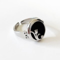 A32654 925 sterling silver unique chic adjustable black agate ring