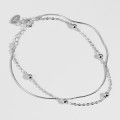 A43513 s925 silver double layered charm simple unique bracelet