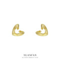 A42598 s925 sterling silver hollowed stud gold metal heart heartshape earrings