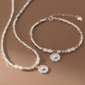 A39453 s925 sterling silver pearl heart geometric vintage grade necklace