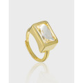 A39378 square cubic zirconia sterling silver adjustable ring