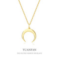 A38596 sterling silver vintage simple crescent unique pendant necklace