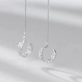 A44439 s925 silver string dainty simple hollowed clipon earrings