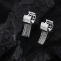 A37871 s925 sterling silver elegant square fringe design unique earrings