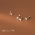 A33866 s925 sterling silver simple sweet square rhinestone earrings
