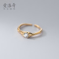 A32118 s925 sterling silver chic unique irregular rhinestone ring