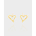 A39873 design geometric hollowed heart stud sterling silver s925 earrings