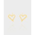 A39873 design geometric hollowed heart stud sterling silver s925 earrings