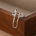 A37513 s925 sterling silver bead chain bar design unique ring