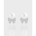 A43283 design butterfly pearl stud sterling silver s925 earrings