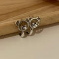 A33940 925 sterling silver simple unique bear hoop earrings