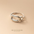 A32106 s925 sterling silver unique hollowed oval heart geometric ring