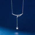 A36889 s925 sterling silver trendy rhinestone star necklace