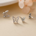 A41521 s925 sterling silver rhinestone hollowed butterfly stud elegant earrings