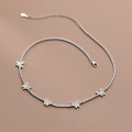 A34150 s925 sterling silver rhinestone butterfly necklace