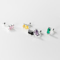 A36686 s925 sterling silver simple fashion square cubiczirconia earrings