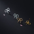 A33146 s925 sterling silver simple trendy bar bow sweet chic earrings
