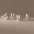 A41103 s925 sterling silver trendy rhinestone rabbit stud dainty sweet earrings