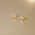 A35897 s925 sterling silver piercing rhinestone butterfly clipon unique earrings