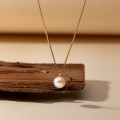 A42220 s925 silver oval pearl necklace