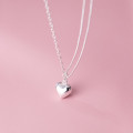 A34109 s925 sterling silver asymmetric chain heart pendant necklace