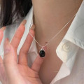 A42737 black agate simple necklace