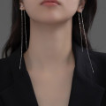A36803 s925 sterling silver chic long sequin chain tassel earrings