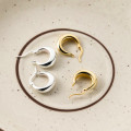 A41902 s925 silver teardrop circle simple hoop earrings