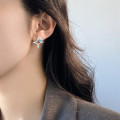 A44959 s925 sterling silver sweet rhinestone hollowed stars stud earrings