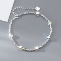 A46197 s925 silver sweet crystal square charm bracelet
