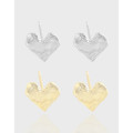 A42620 design wrinkled heart stud sterling silver s925 earrings