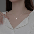A34567 s925 sterling silver trendy simple rhinestone cross sweet necklace
