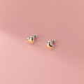 A33914 s925 sterling silver chic simple gold heart sweet earrings